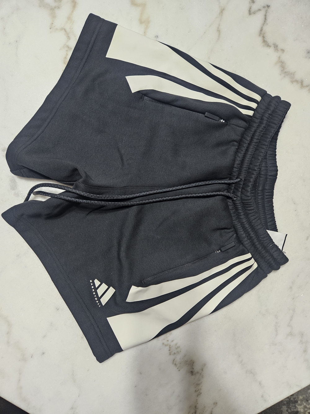 adidas Black Shorts with White Stripe Accents